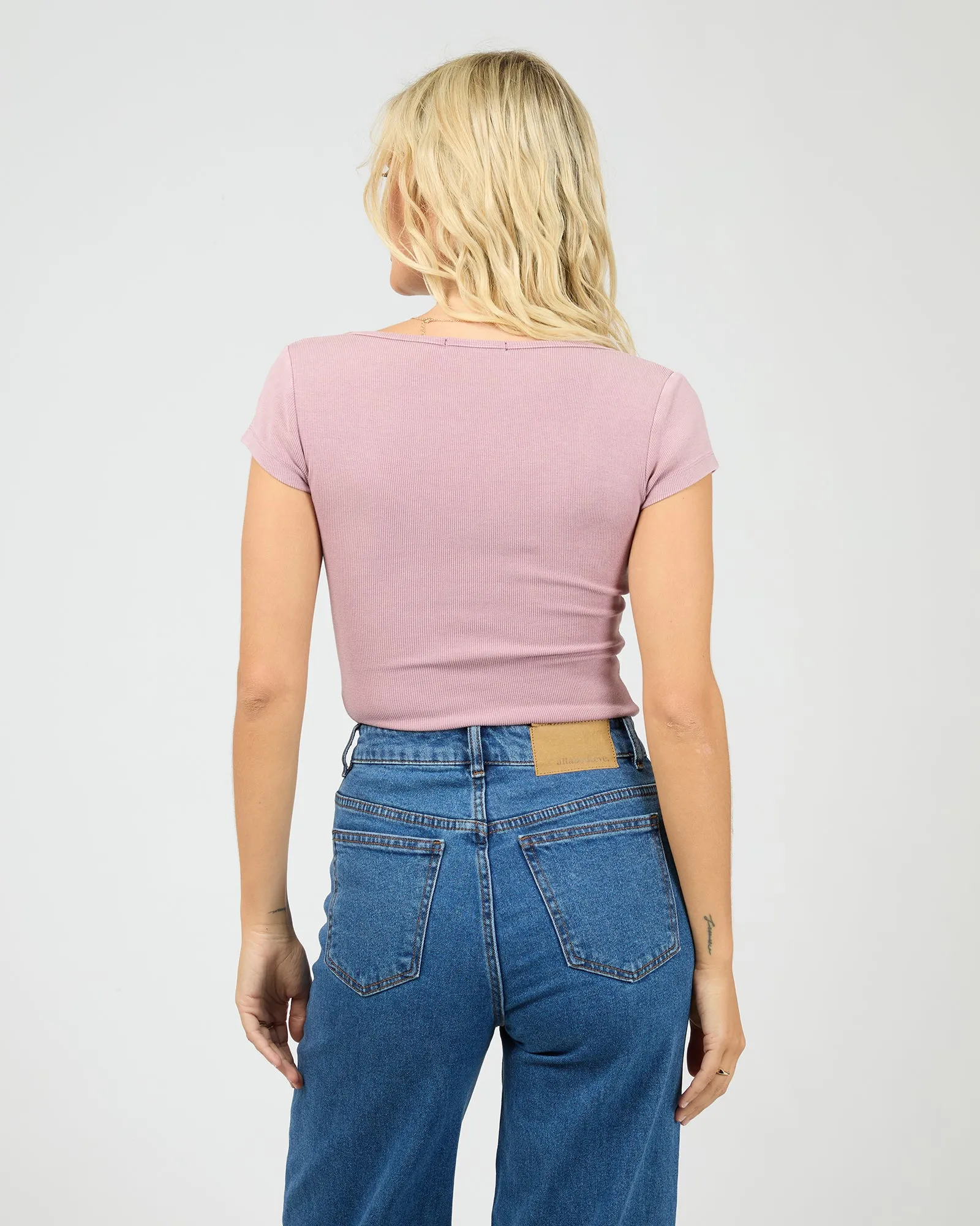 Washed Rib Scoop Neck Tee Quartz Pink sold by All About Eve product image thumbnail 3