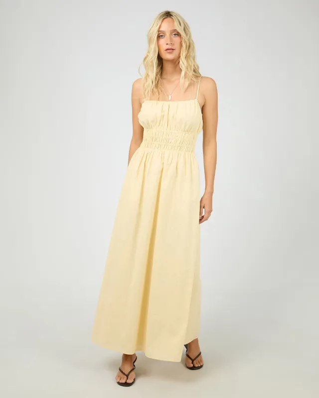 Alessa Linen Maxi Dress Yellow sold by All About Eve