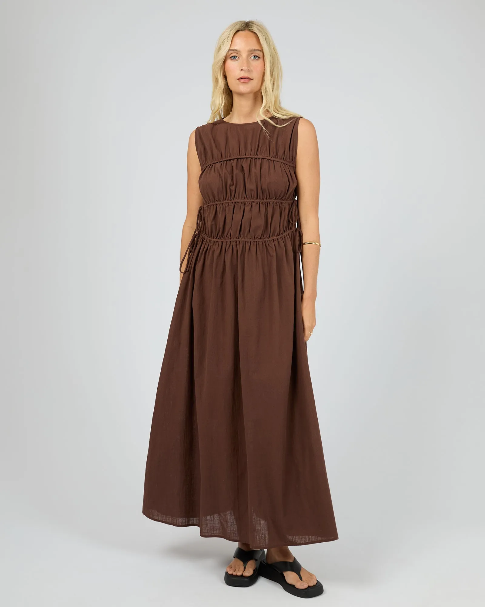 Lou Lou Tie Maxi Dress Brown sold by All About Eve