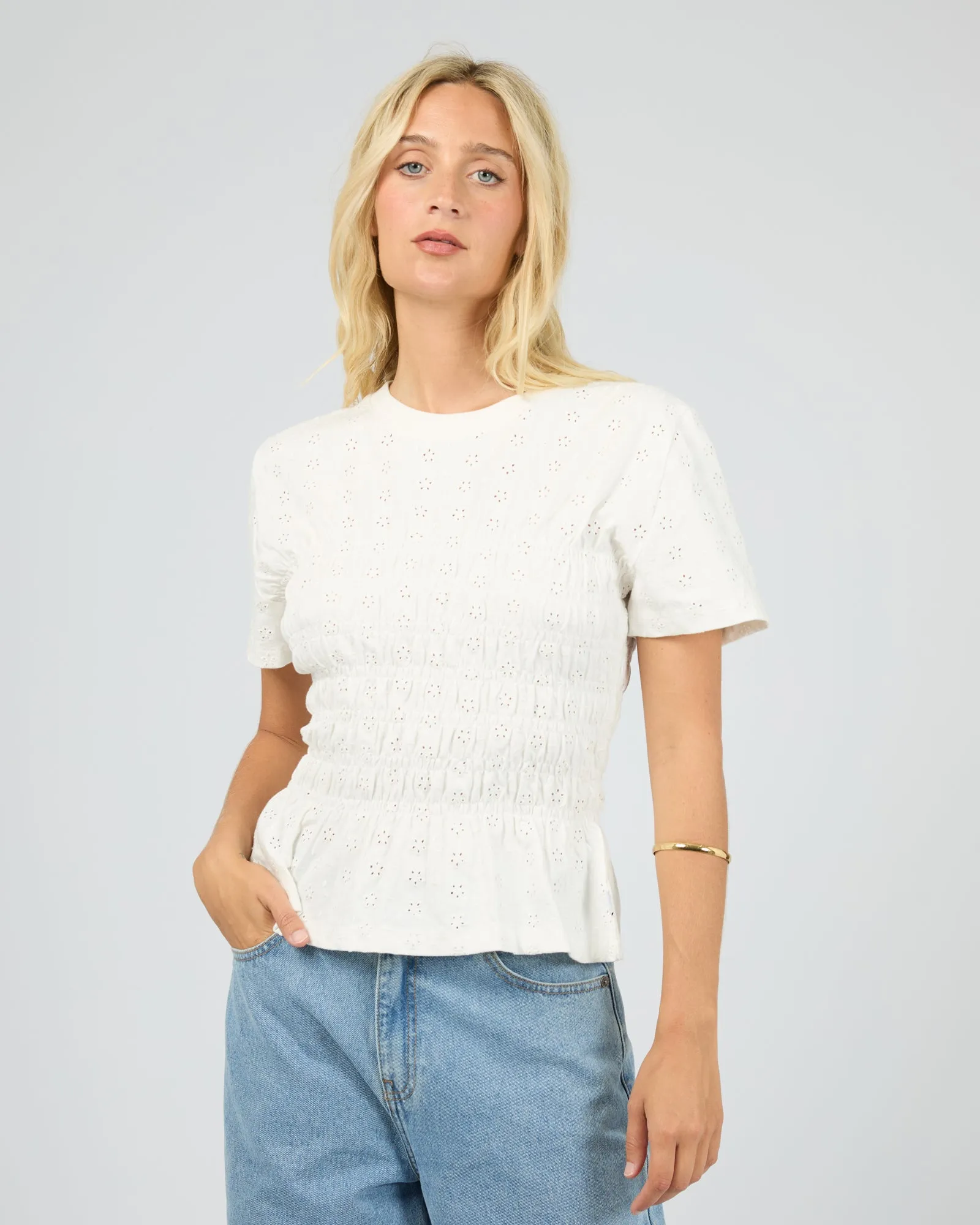 Soli Ruched Top White sold by All About Eve