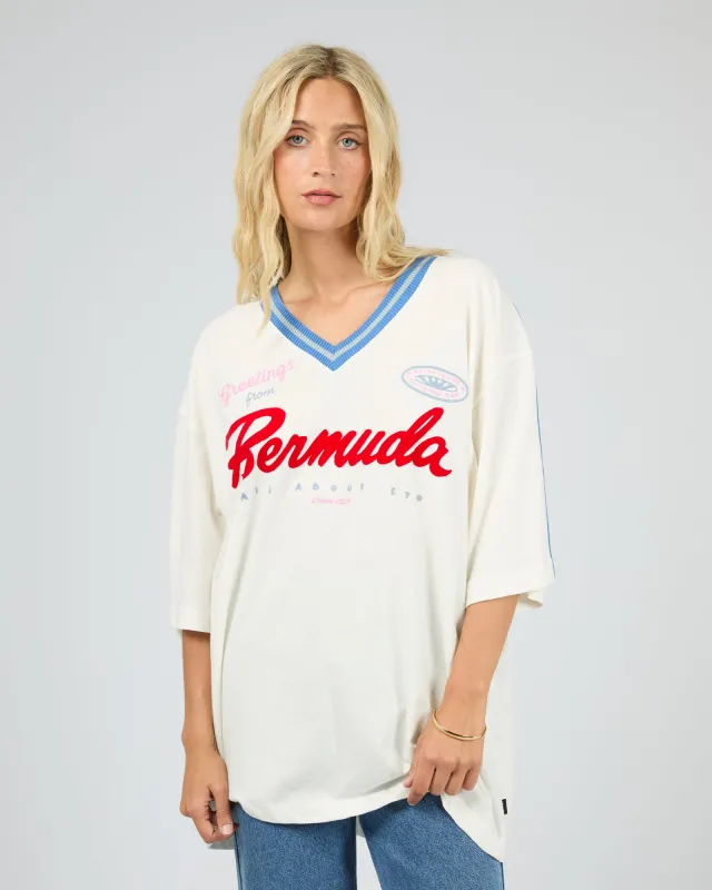 Bermuda Oversized V Neck Tee Vintage White sold by All About Eve