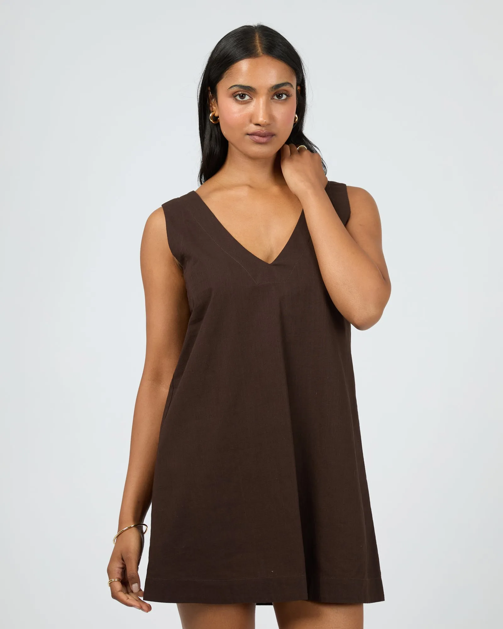 Essential Mini Dress Brown sold by All About Eve