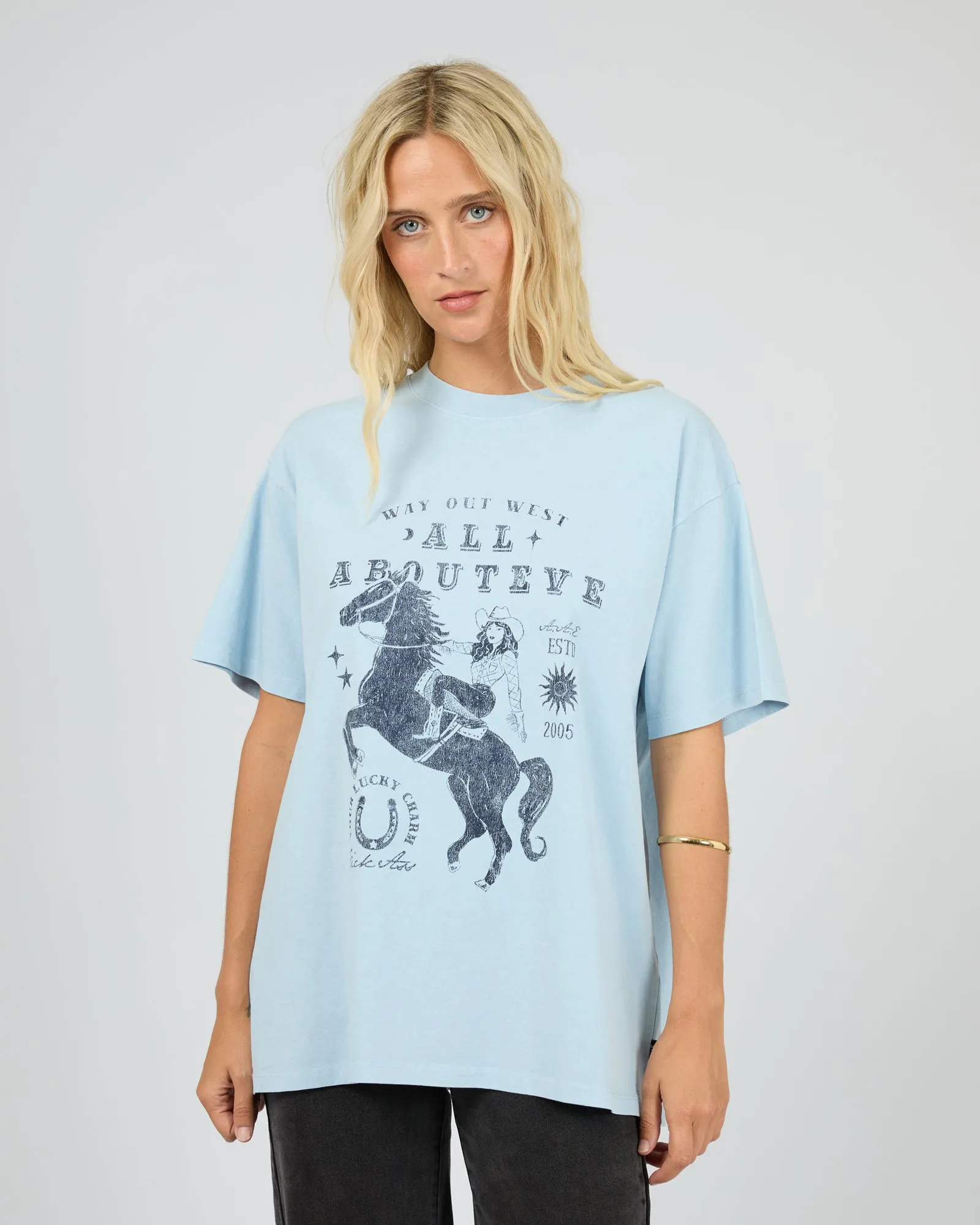 Giddy Up Relaxed Tee Sky Blue sold by All About Eve