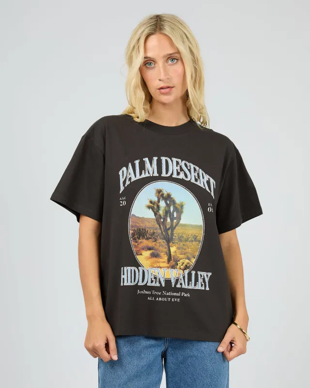 Palm Desert Box Tee Washed Black sold by All About Eve