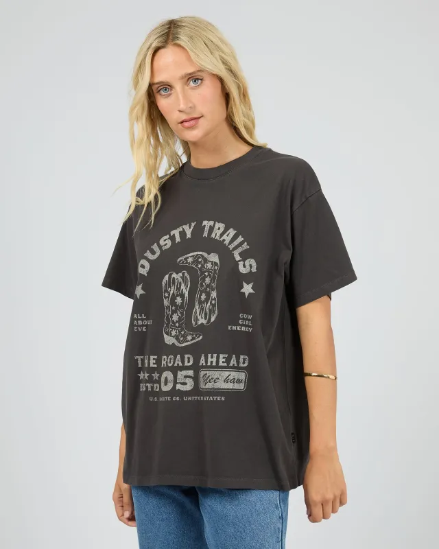 Dusty Trails Relaxed Tee Washed Black sold by All About Eve
