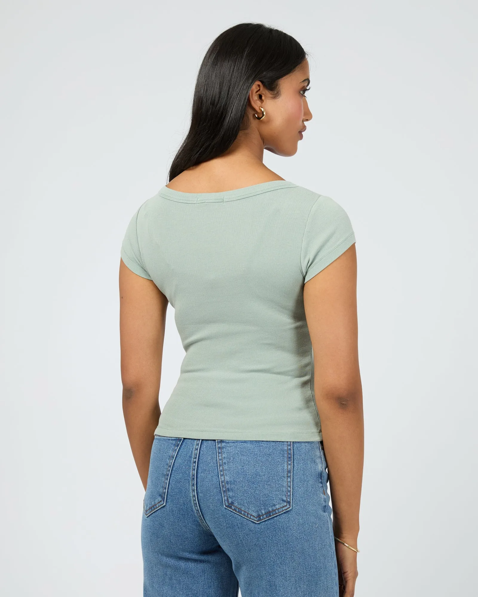 Washed Rib Scoop Neck Tee Sage sold by All About Eve product image thumbnail 3
