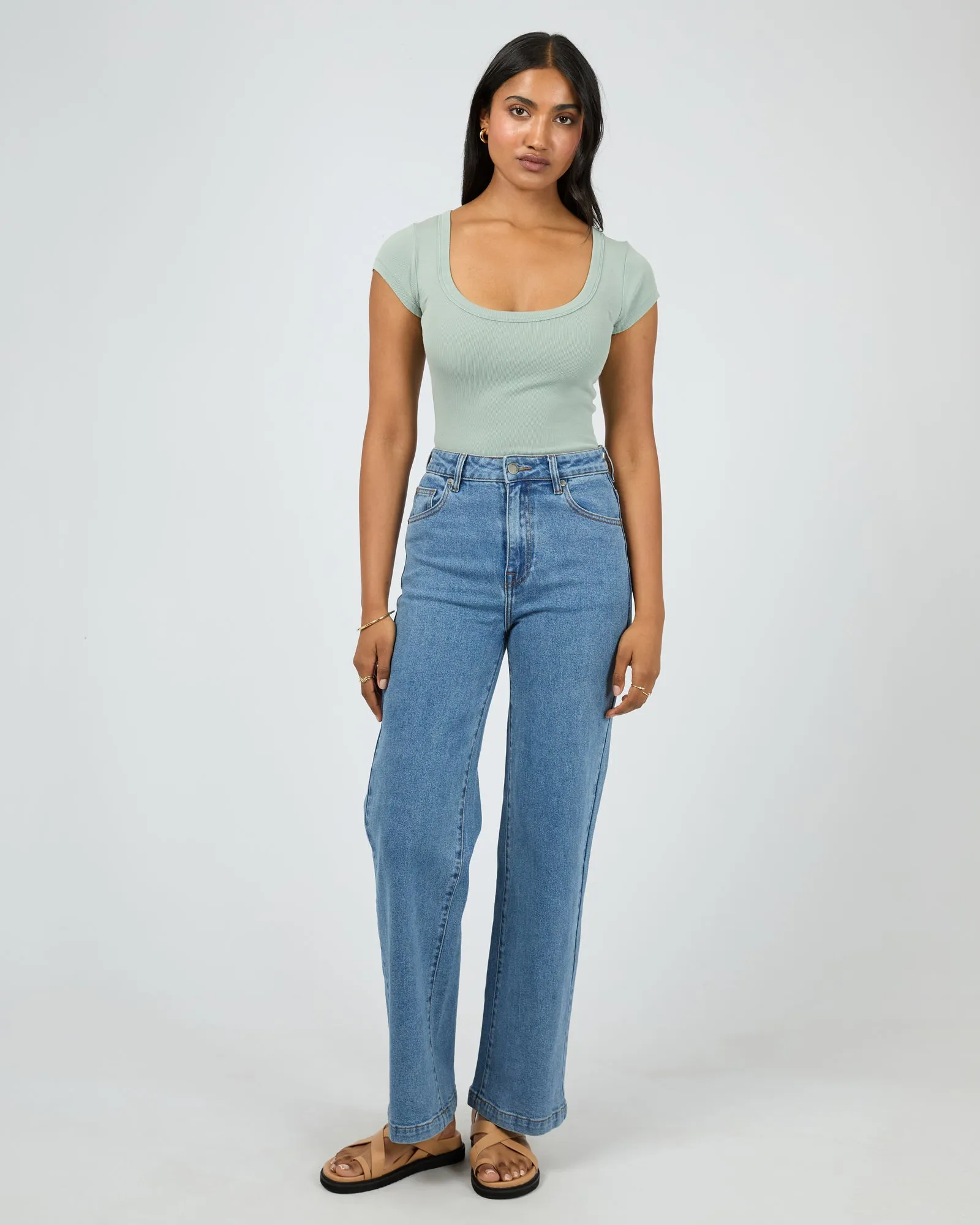 Washed Rib Scoop Neck Tee Sage sold by All About Eve product image thumbnail 2