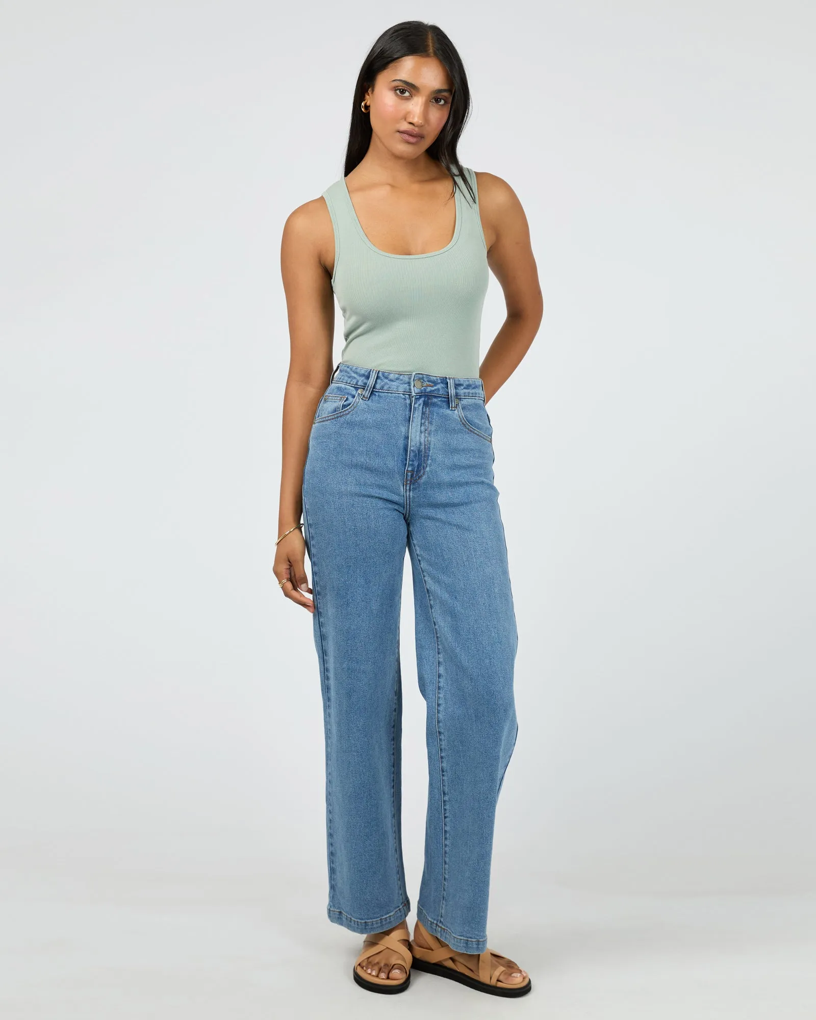 Washed Rib Scoop Neck Tank Sage sold by All About Eve product image thumbnail 2