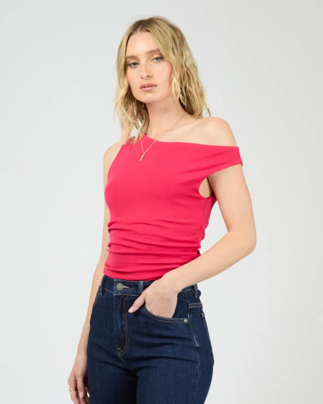 Kylie Off Shoulder Top Red sold by All About Eve