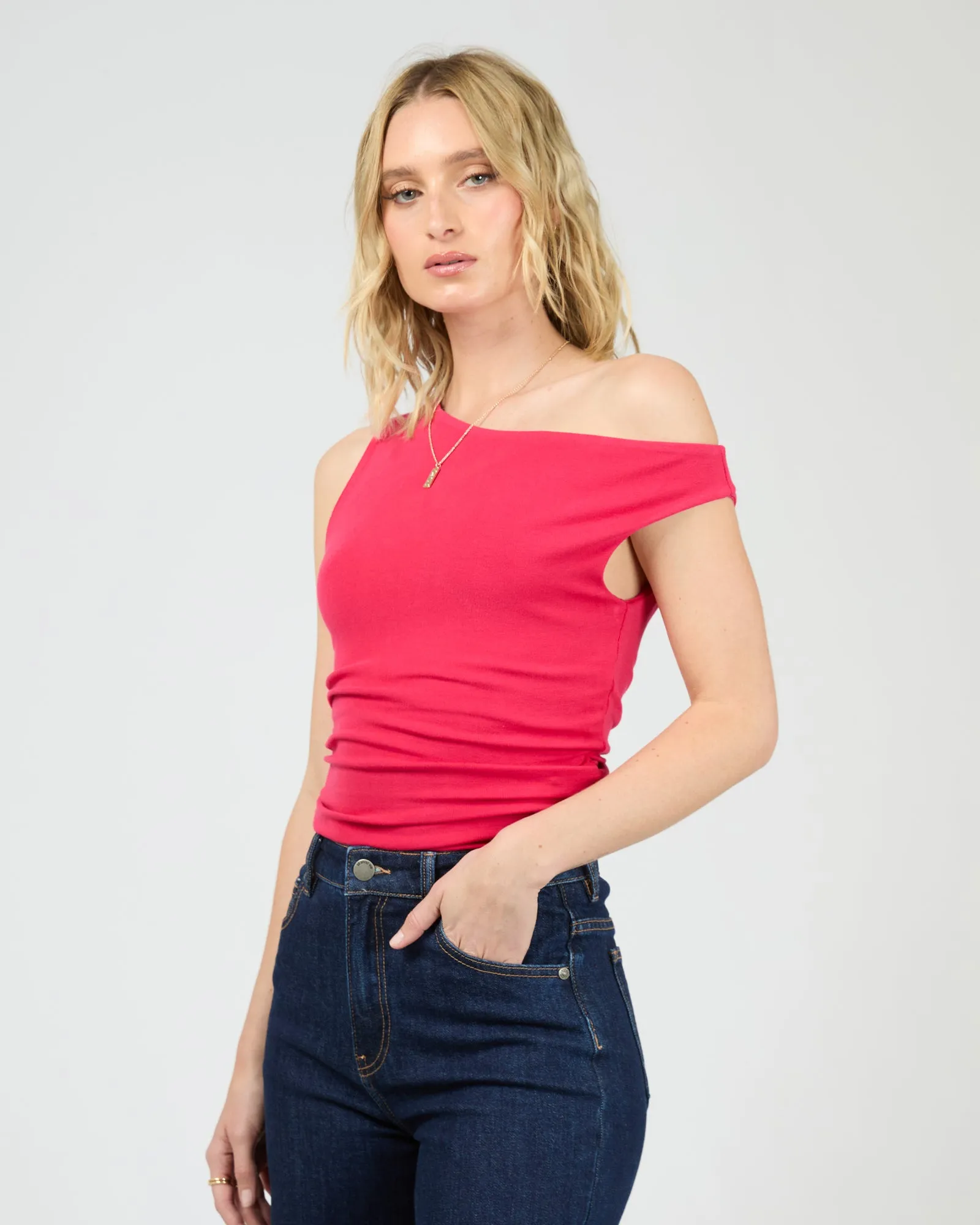 Kylie Off Shoulder Top Red sold by All About Eve