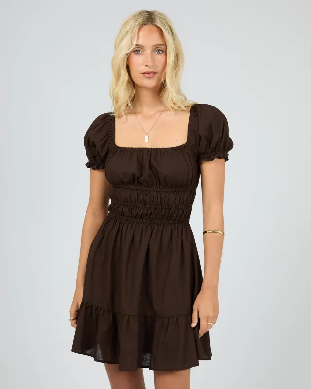 Essential Short Sleeve Mini Dress Brown sold by All About Eve