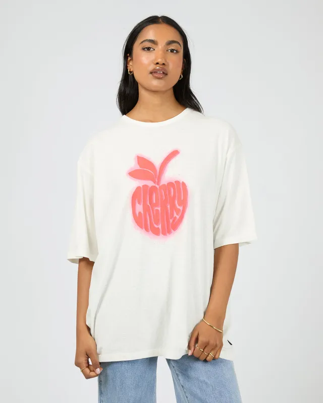 Cherry Spray Oversized Tee Vintage White sold by All About Eve
