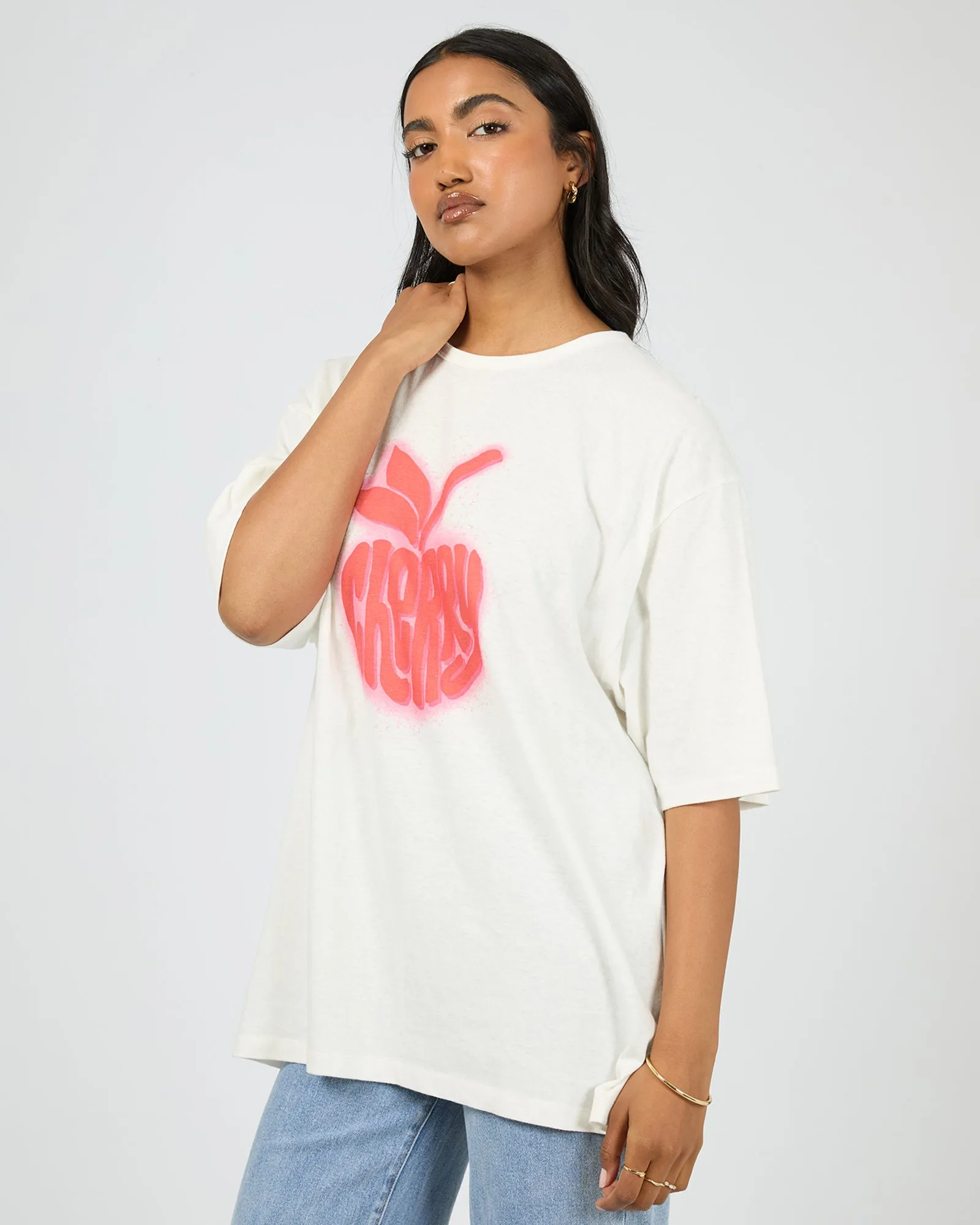 Cherry Spray Oversized Tee Vintage White sold by All About Eve product image thumbnail 4