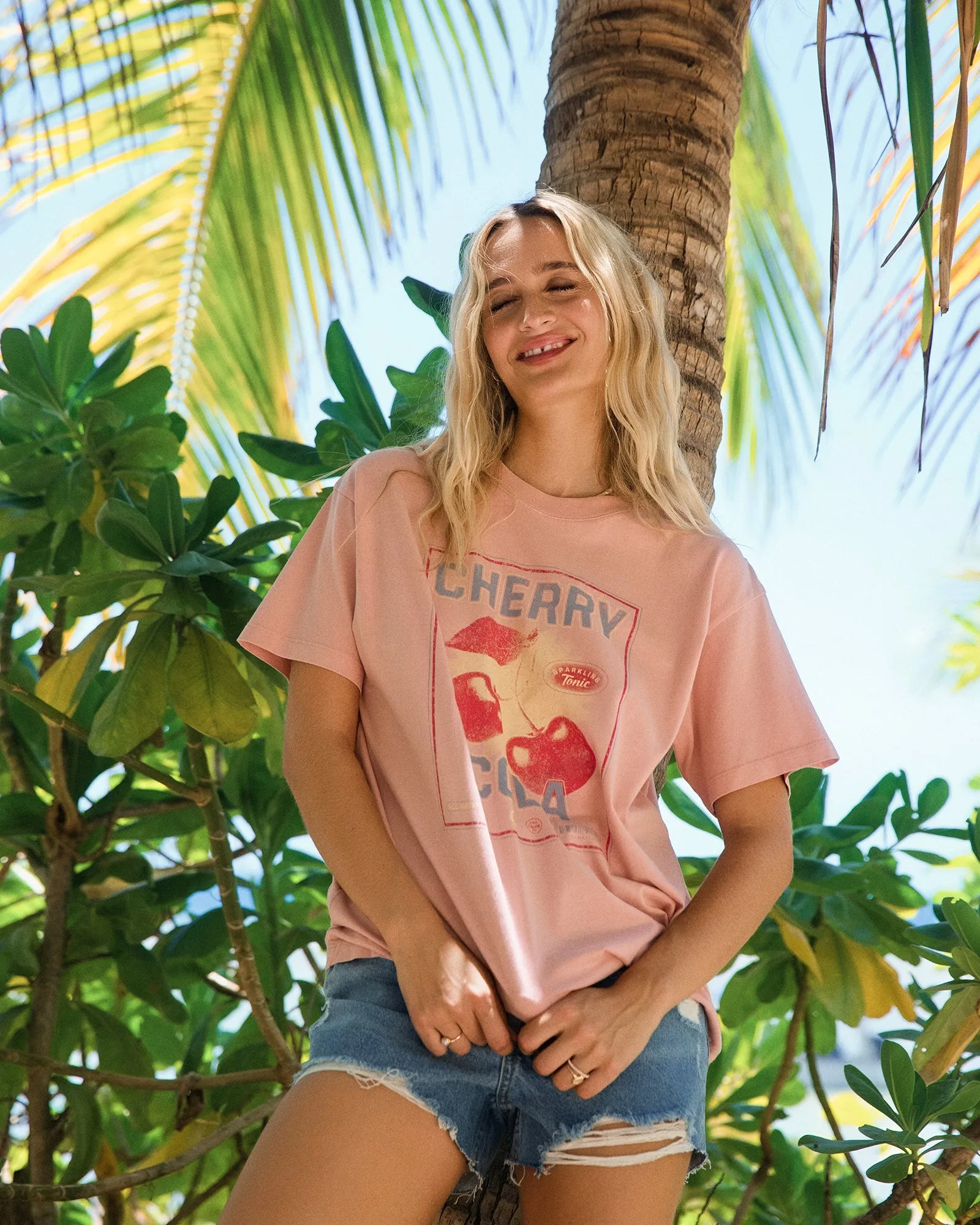 Wild Cherry Relaxed Tee Pale Pink sold by All About Eve