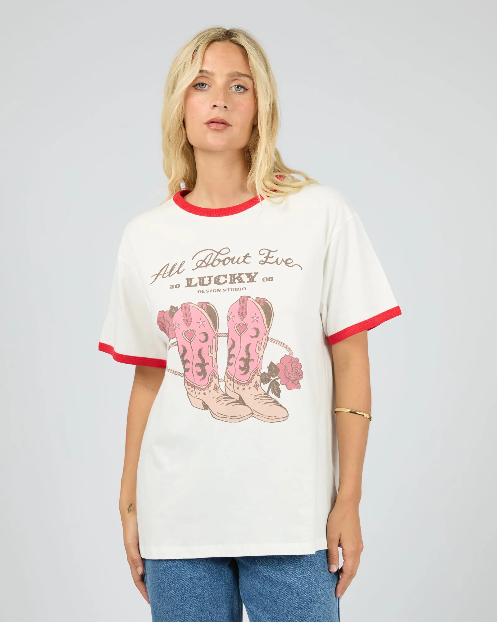 Lucky Cowboy Relaxed Tee Vintage White sold by All About Eve