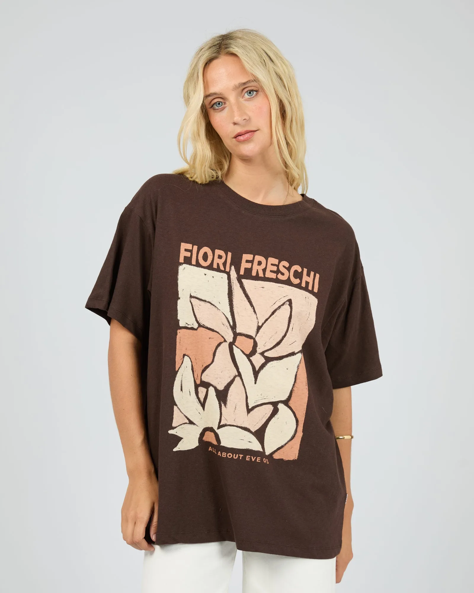 Fiori Freschi Relaxed Tee Brown sold by All About Eve