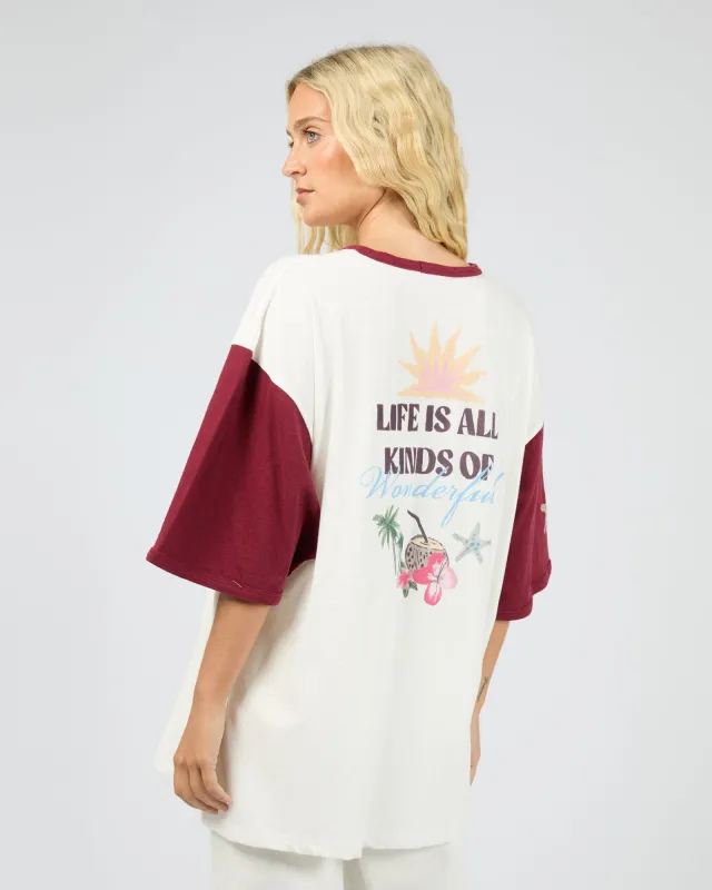 Paradise Oversized Tee Wine sold by All About Eve