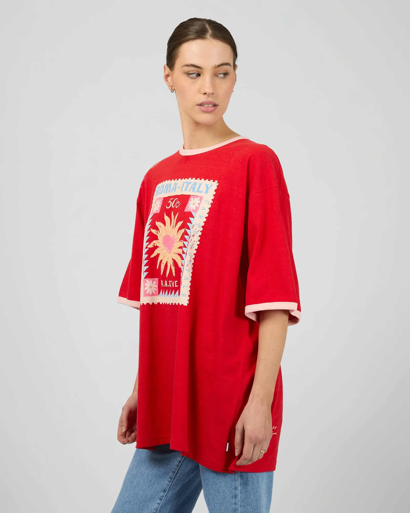 Postcards Oversized Tee Red sold by All About Eve product image thumbnail 4