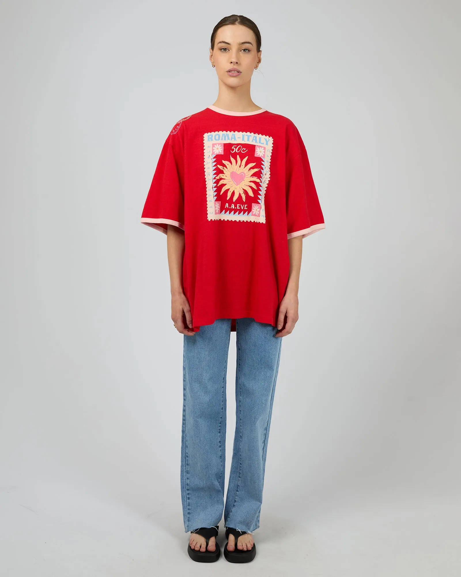 Postcards Oversized Tee Red sold by All About Eve product image thumbnail 2