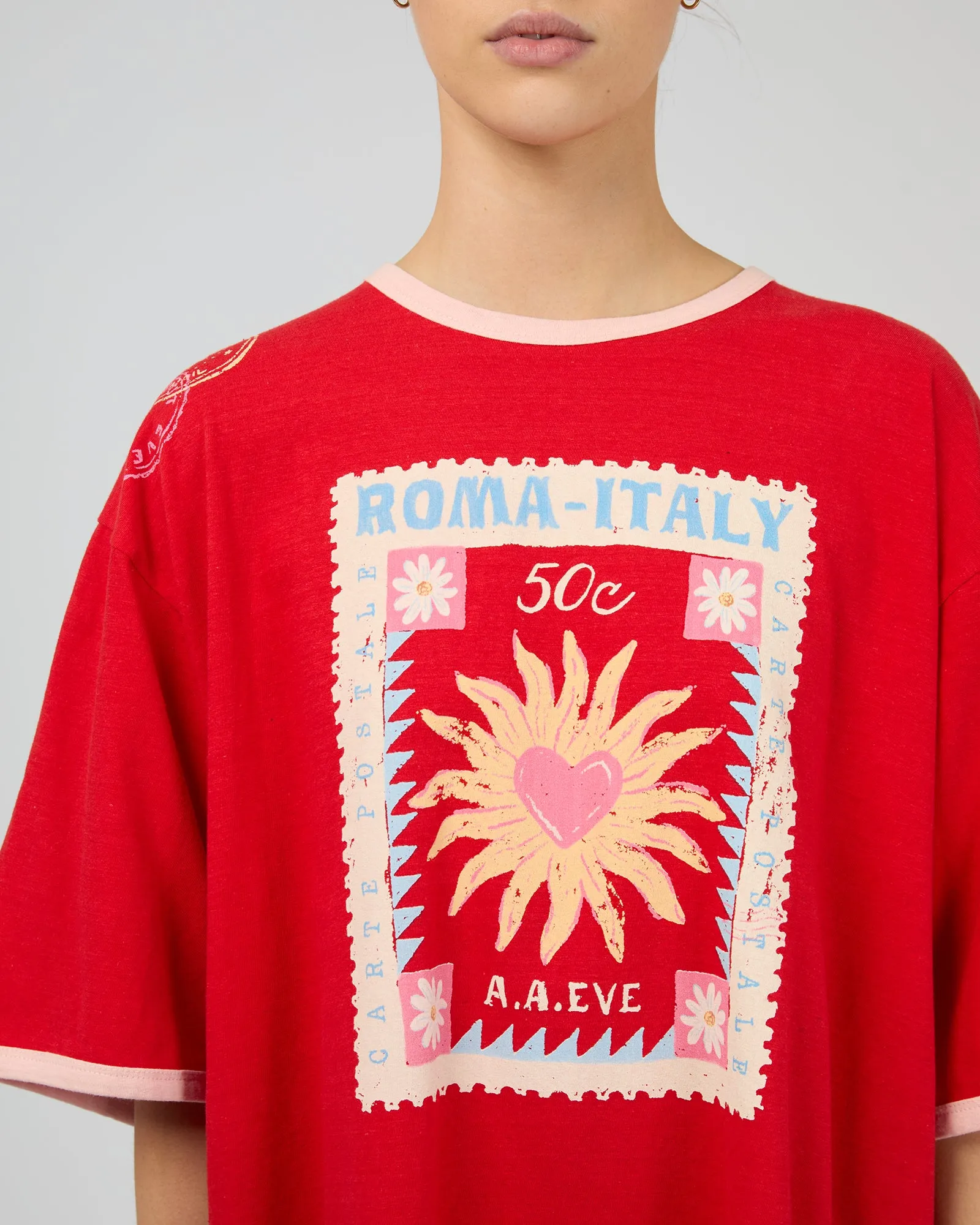 Postcards Oversized Tee Red sold by All About Eve product image thumbnail 5