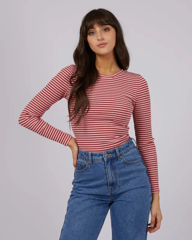 Eve Rib Stripe Long Sleeve Pink sold by All About Eve