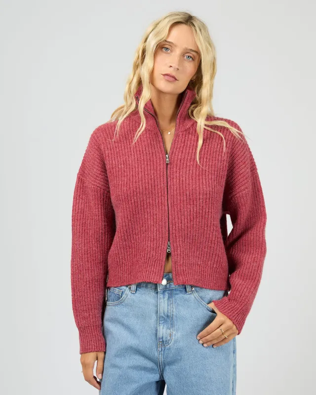 Bridie Knit Zip Through Berry sold by All About Eve