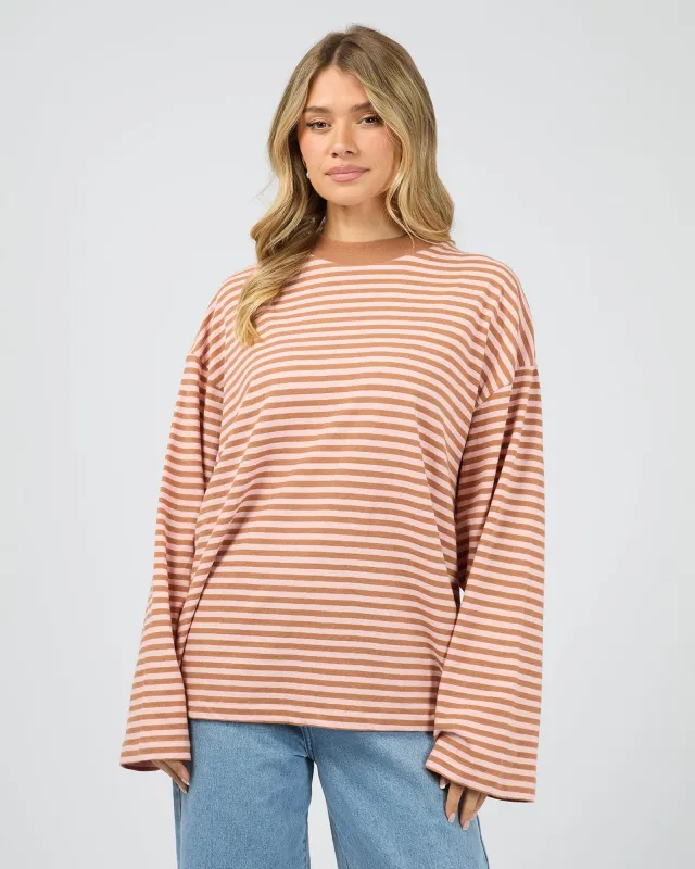 Paloma Long Sleeve Stripe Tee Cinnamon made by All About Eve