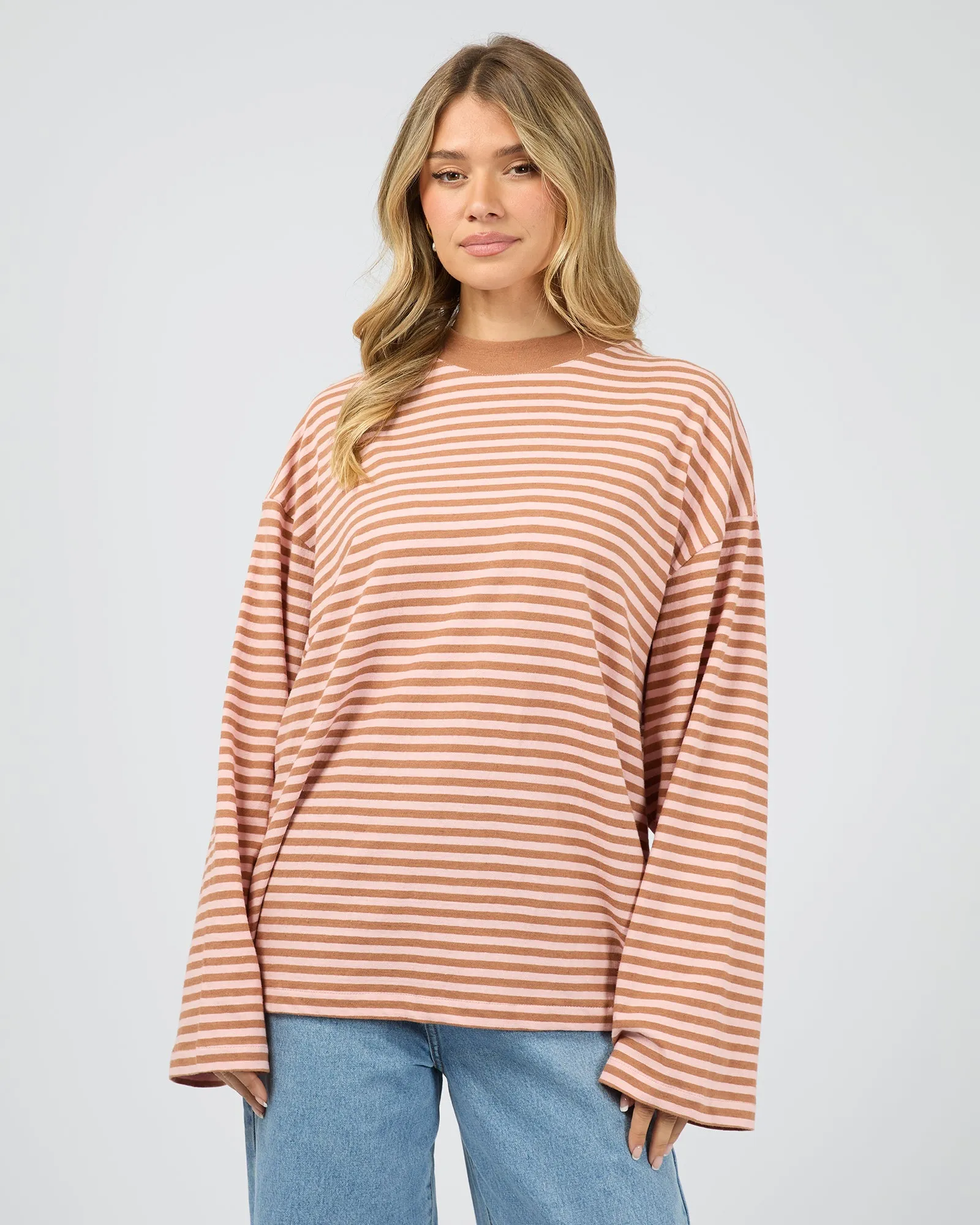 Paloma Long Sleeve Stripe Tee Cinnamon sold by All About Eve
