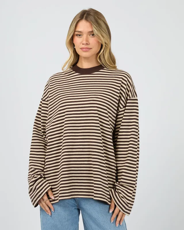 Paloma Ls Stripe Tee Brown sold by All About Eve