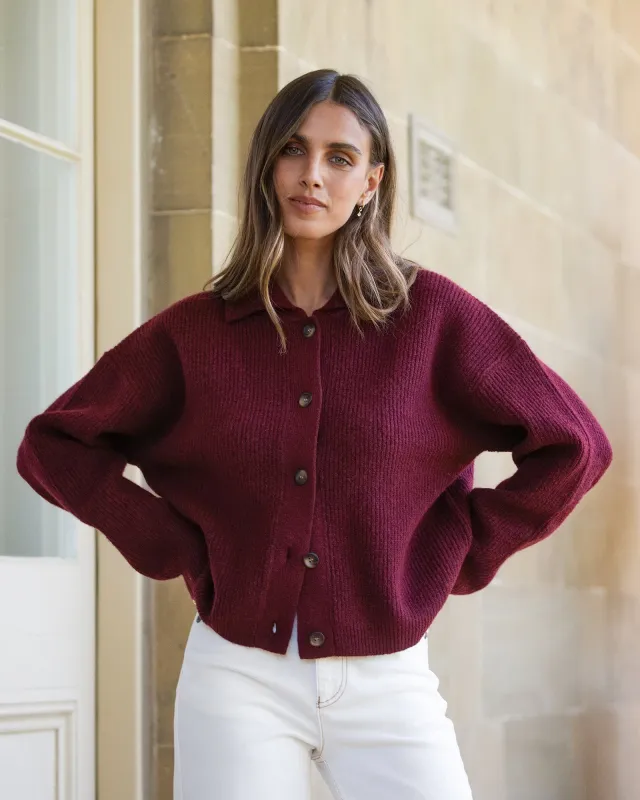 Nantucket Knit Cardi Burgundy sold by All About Eve