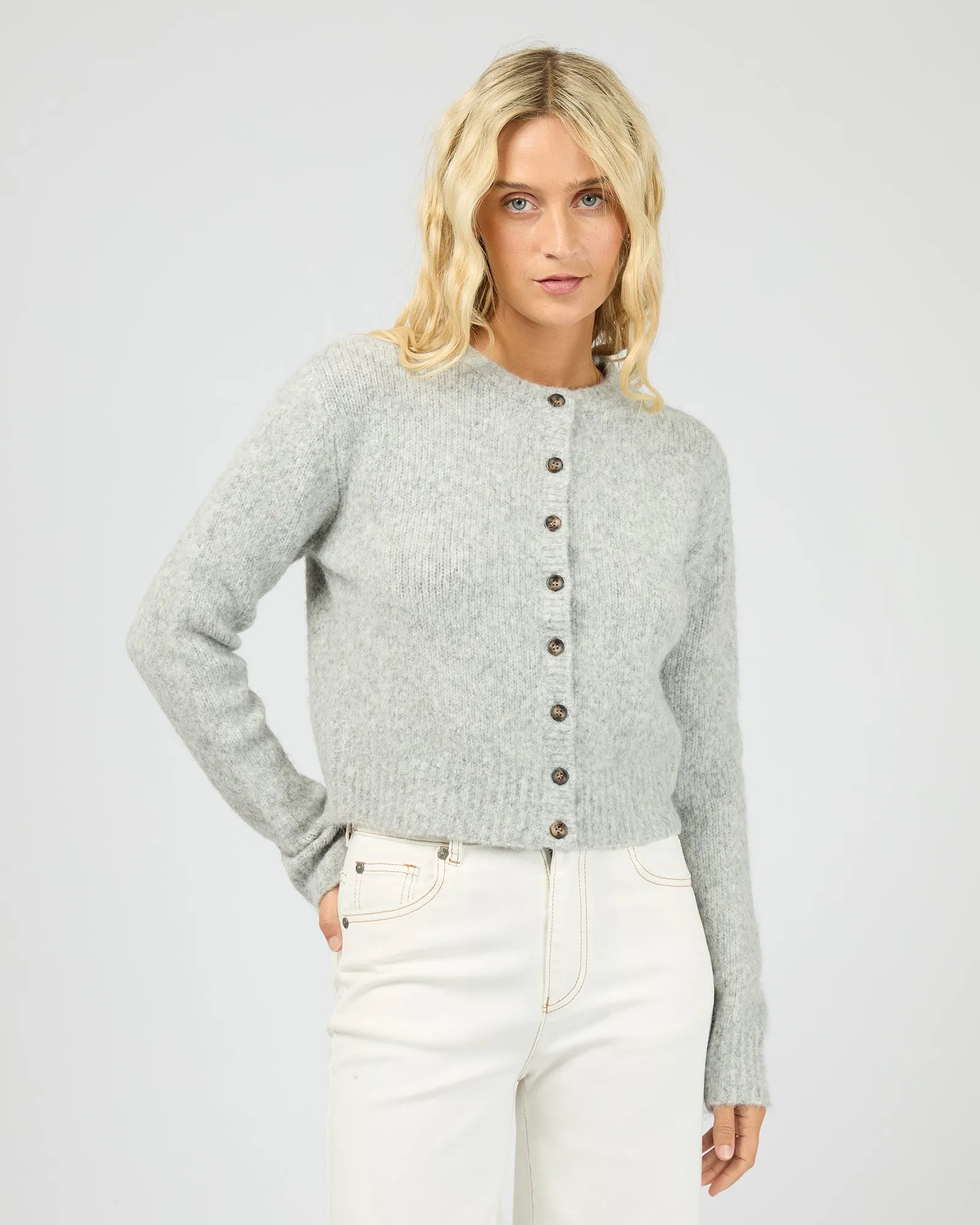 Bayside Cardigan Grey Marle sold by All About Eve