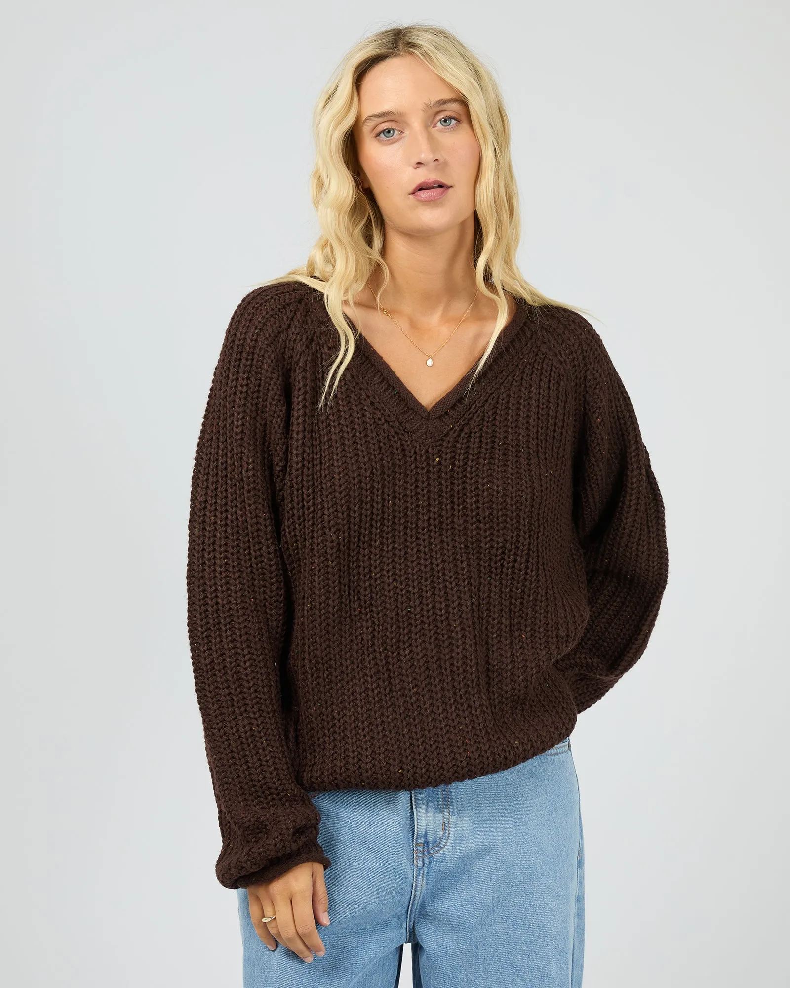 Hali V-Neck Knit Brown sold by All About Eve