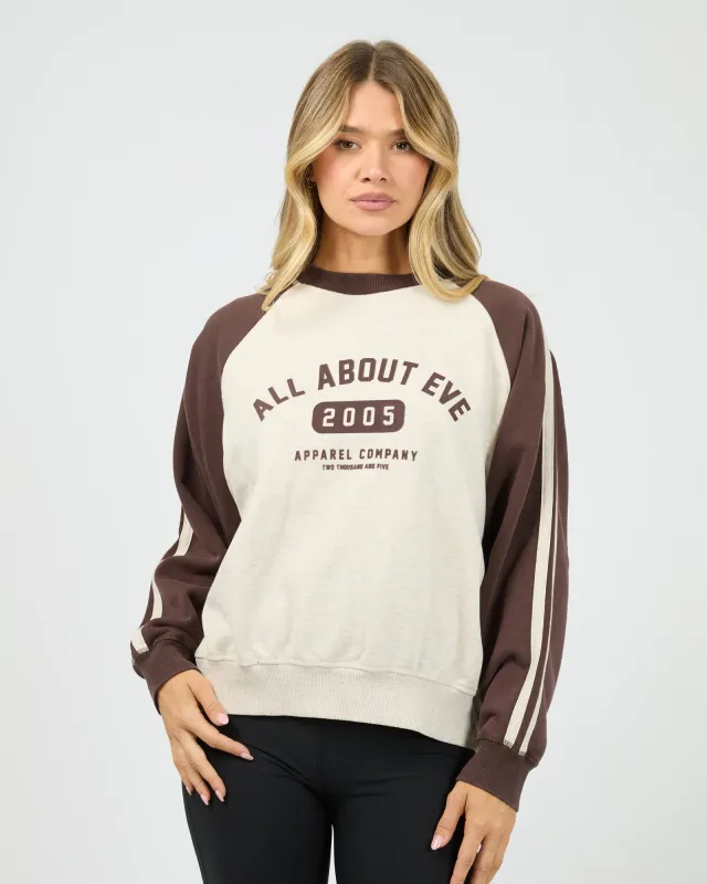 Contrast Club Raglan Crew Oat sold by All About Eve