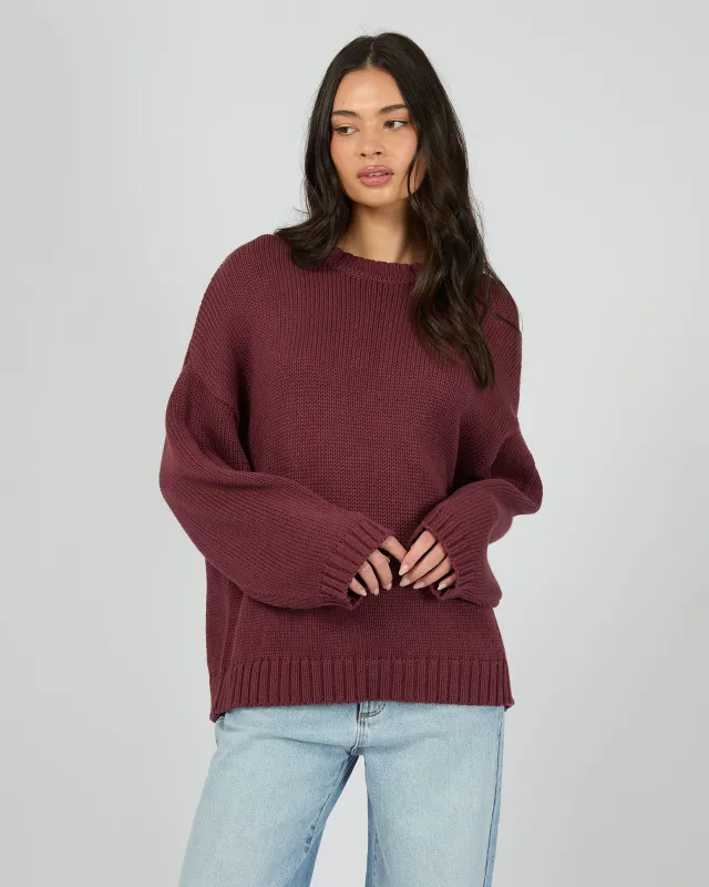 Cosy Oversized Knit Burgundy made by All About Eve