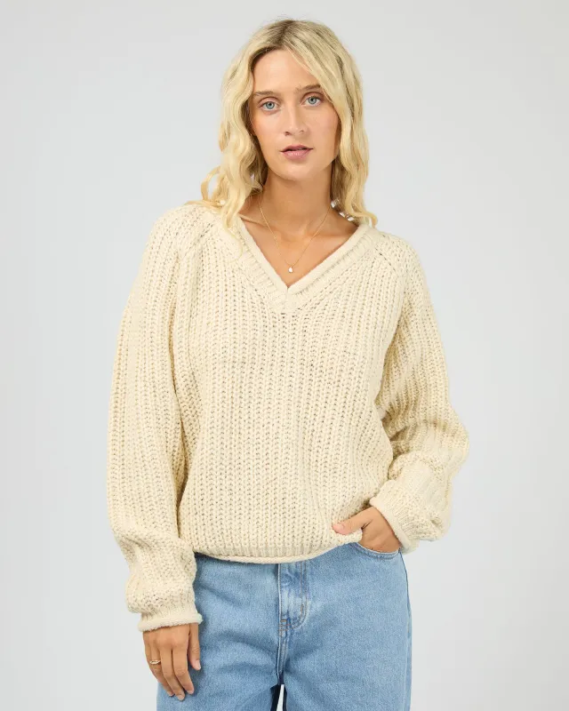 Hali V-Neck Knit Vanilla made by All About Eve
