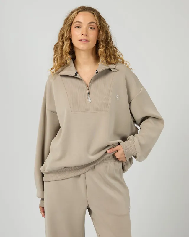 Luxe Active 1/4 Zip Stone made by All About Eve