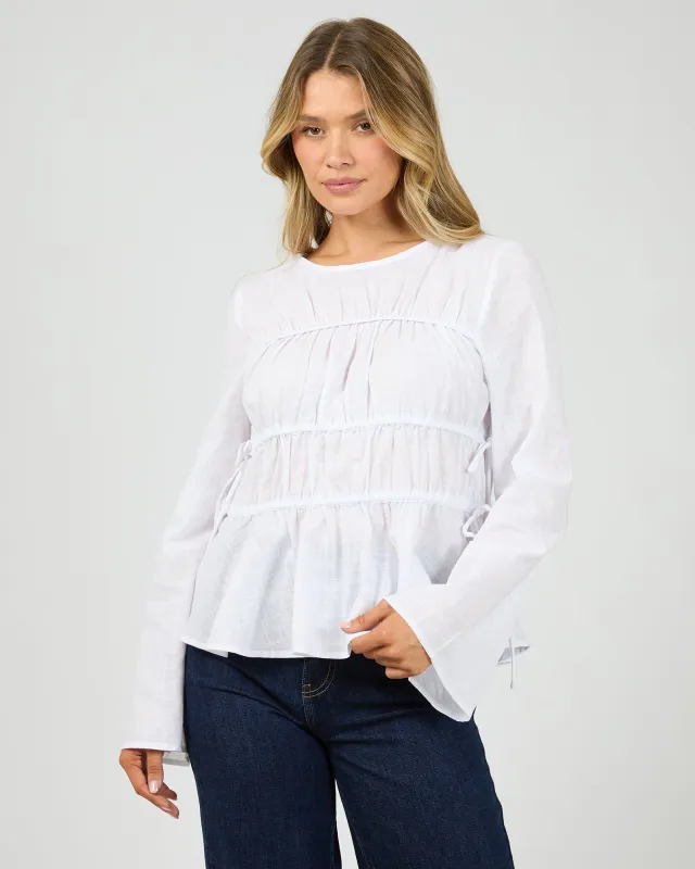 Lou Lou Tie Ls Top White made by All About Eve