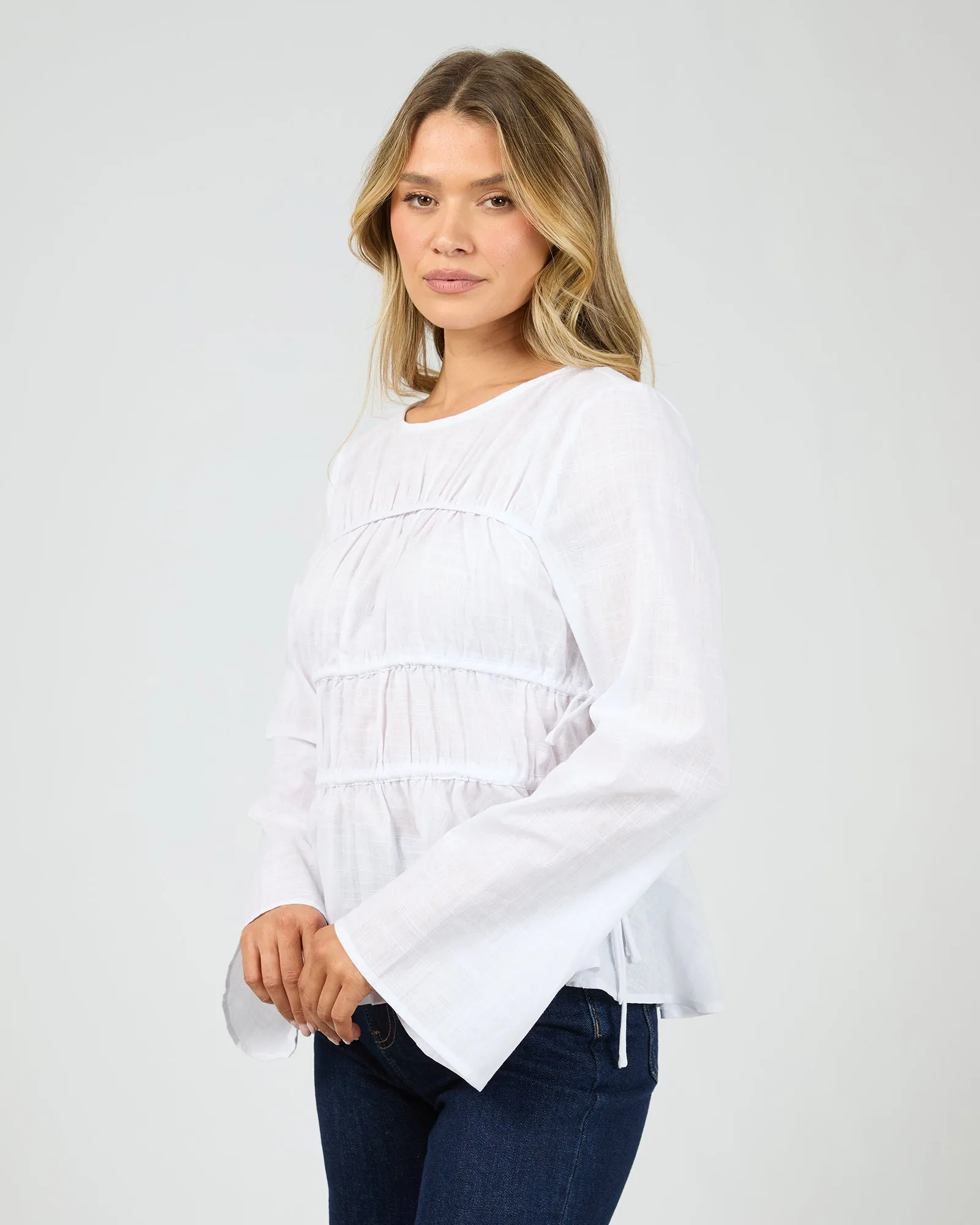 Lou Lou Tie Long Sleeve Top White sold by All About Eve product image thumbnail 4