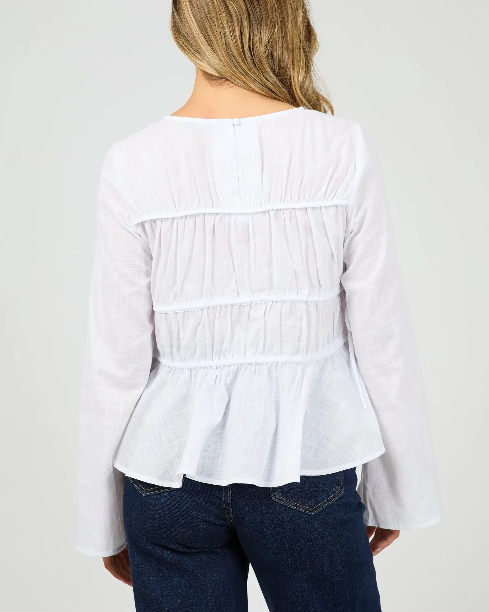 Lou Lou Tie Long Sleeve Top White sold by All About Eve product image thumbnail 3