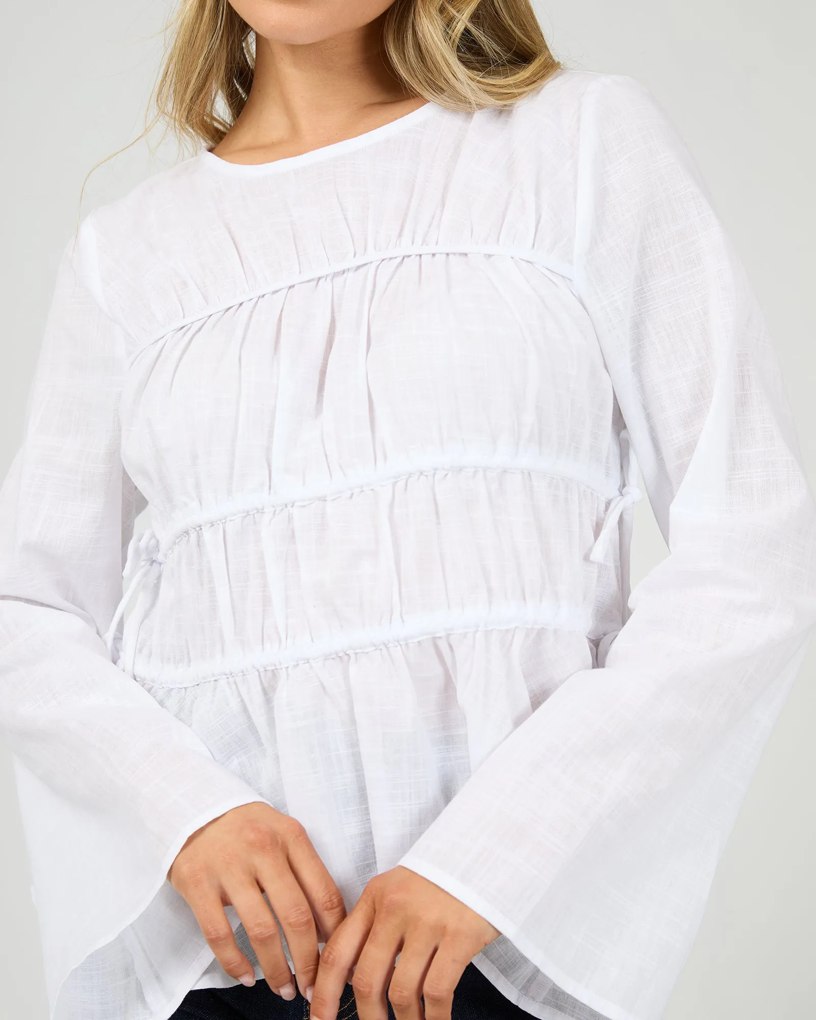 Lou Lou Tie Long Sleeve Top White sold by All About Eve product image thumbnail 5
