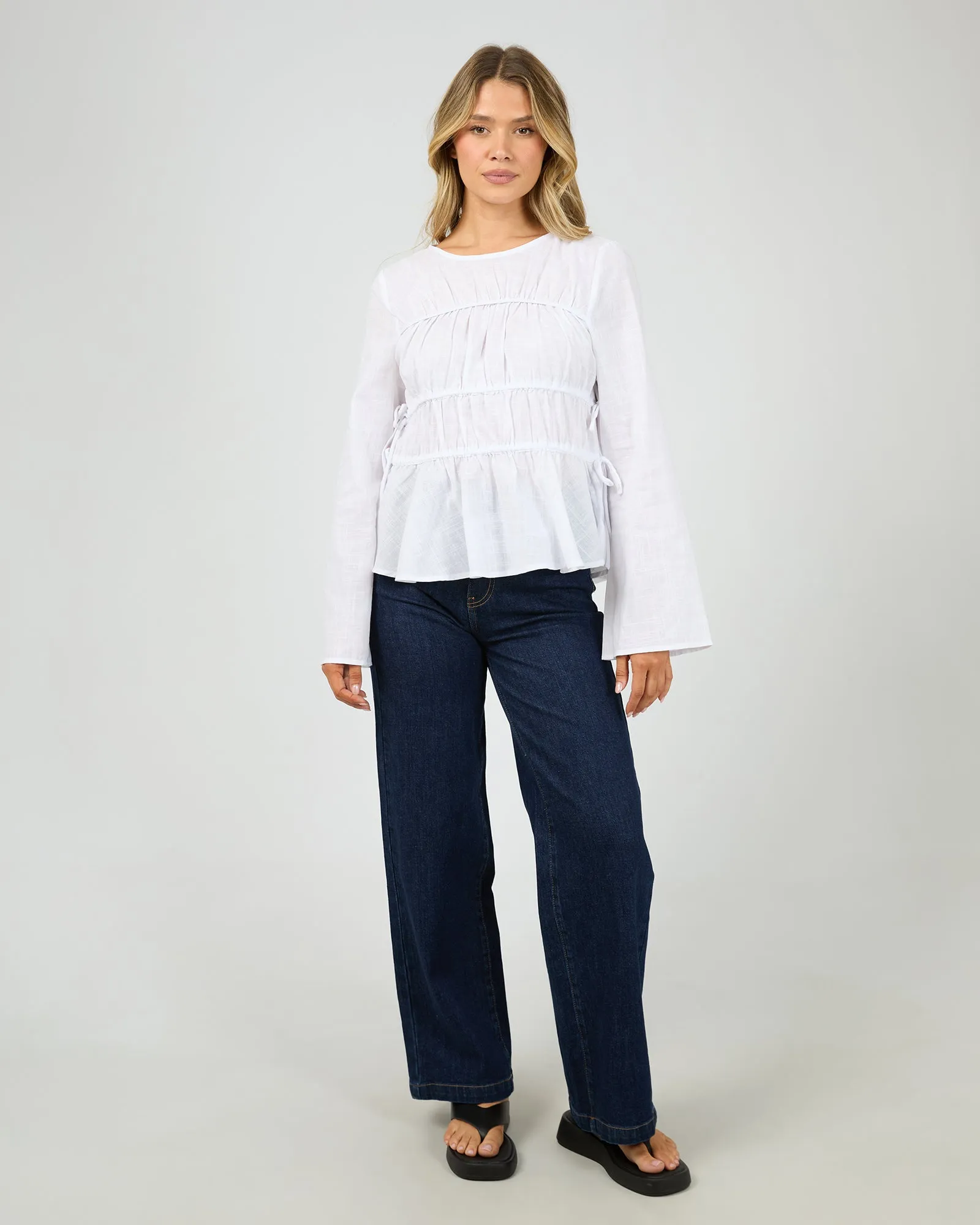 Lou Lou Tie Long Sleeve Top White sold by All About Eve product image thumbnail 2