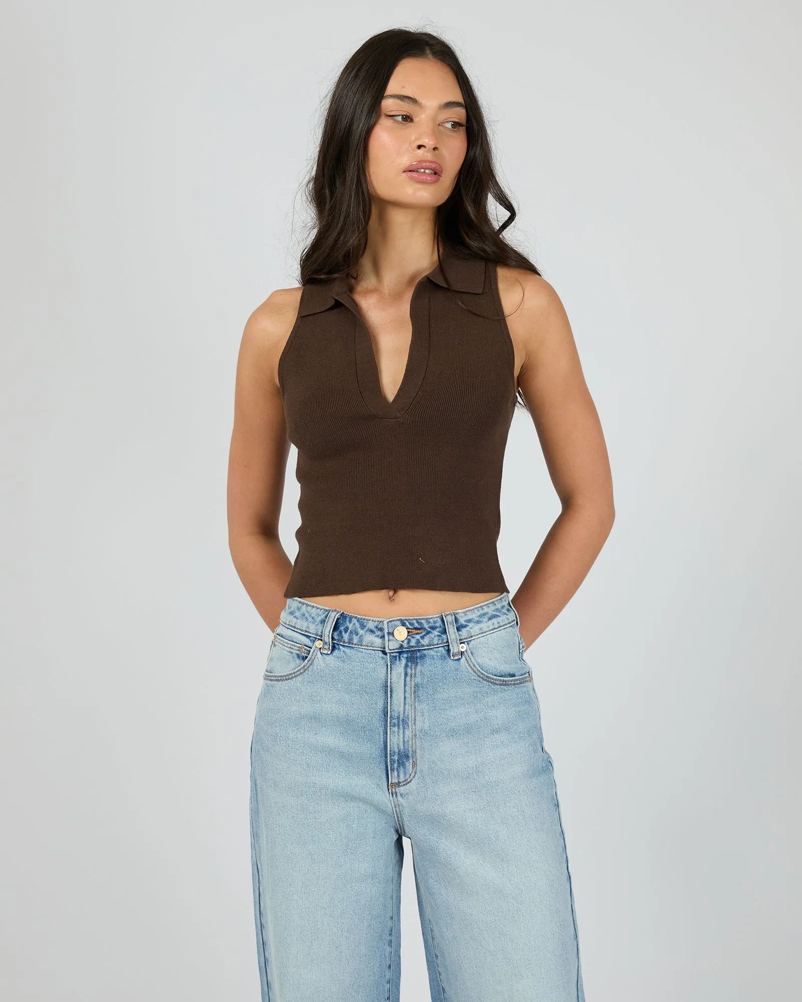 Carrie Knit Top Brown sold by All About Eve