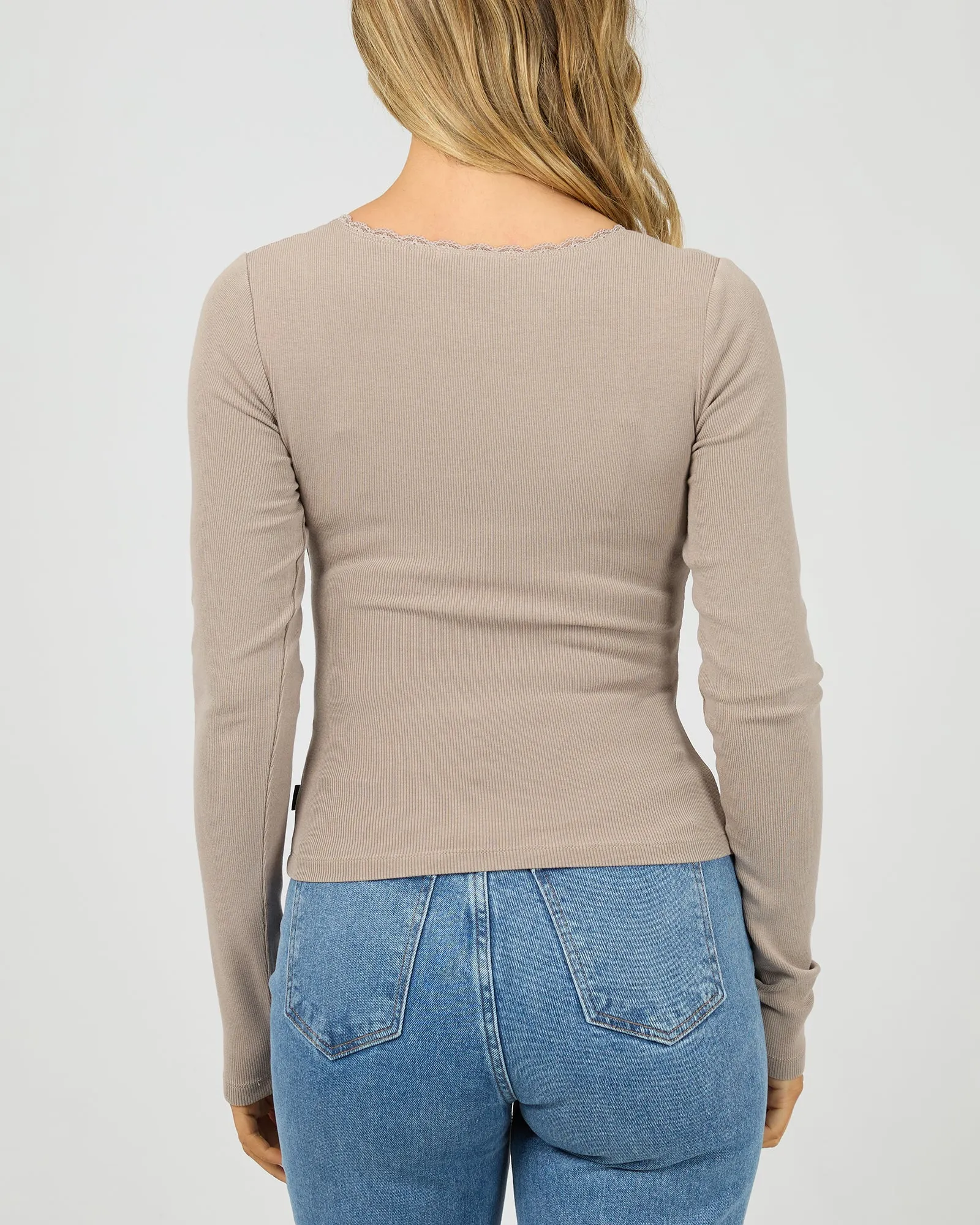 Washed Rib Scoop Neck L/S Tee Stone sold by All About Eve product image thumbnail 3