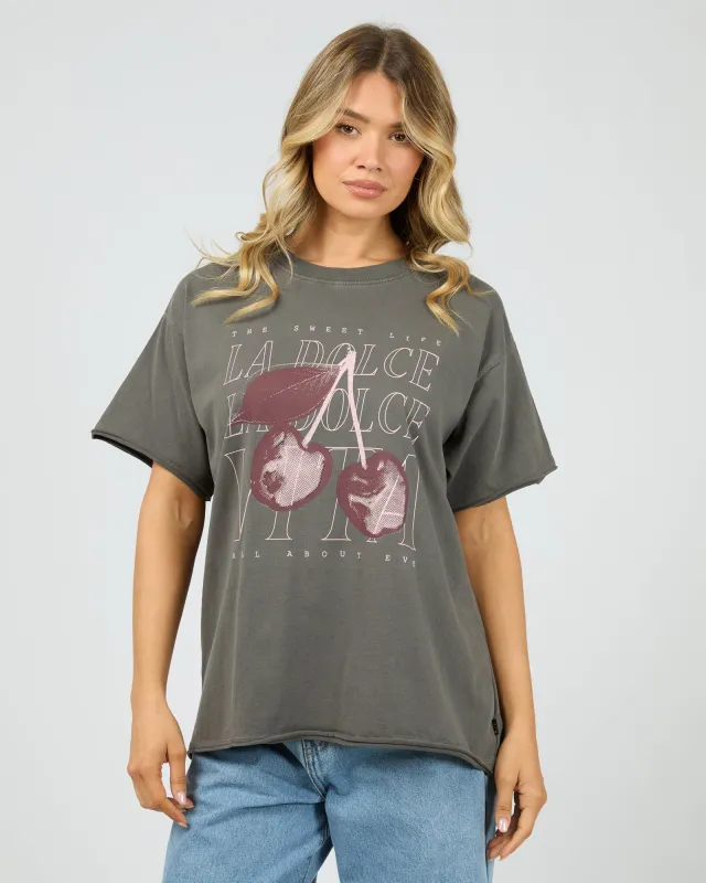 Dolce Relaxed Tee Charcoal made by All About Eve