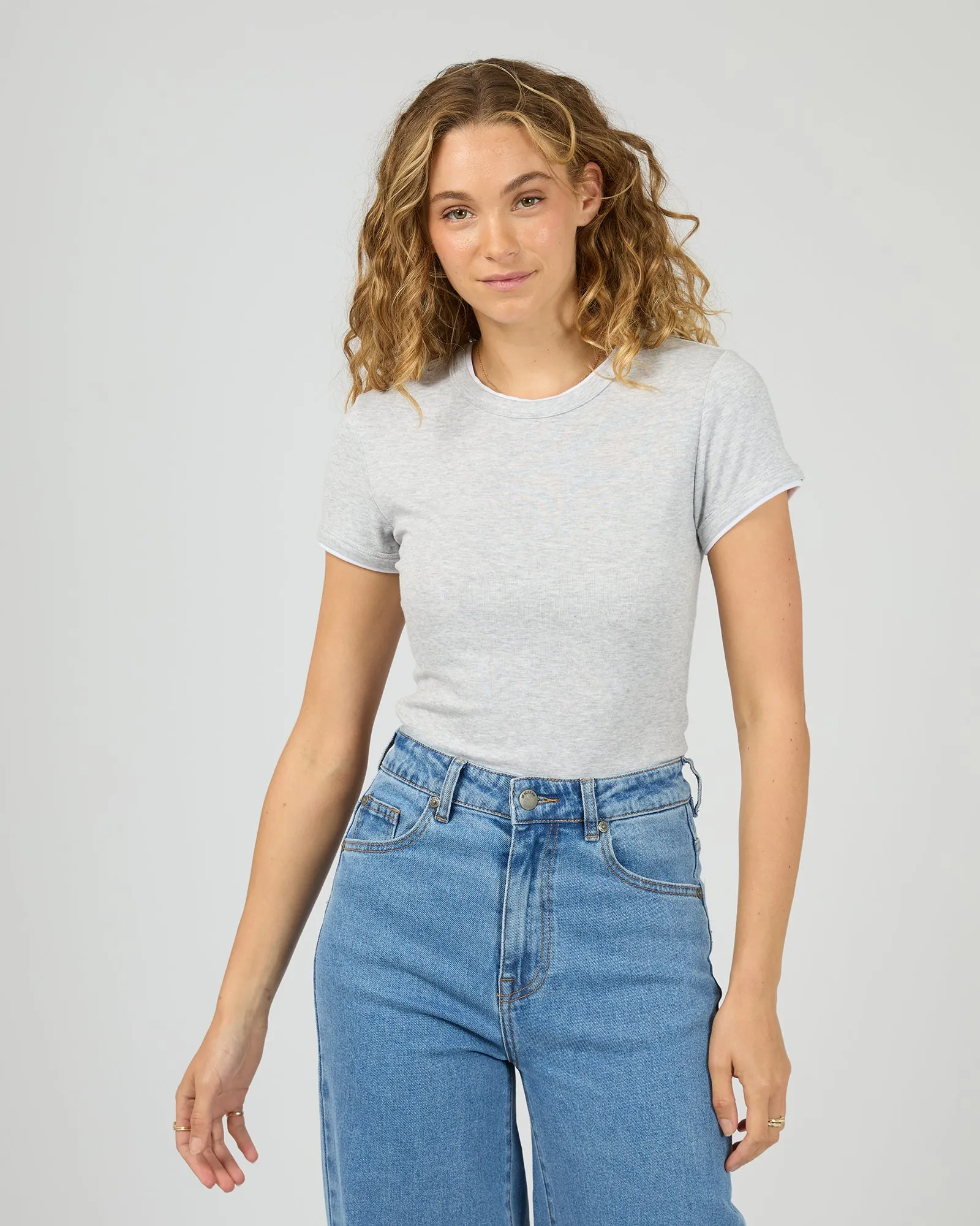 Aae Layers Tee Grey Marle sold by All About Eve