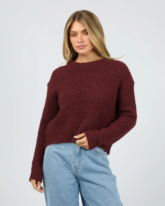 Ivy Knit Jumper Wine made by All About Eve