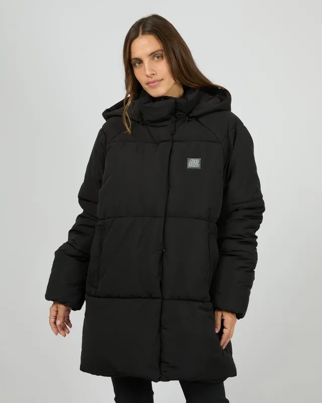 Elevate Long Puffer Jacket Black made by All About Eve
