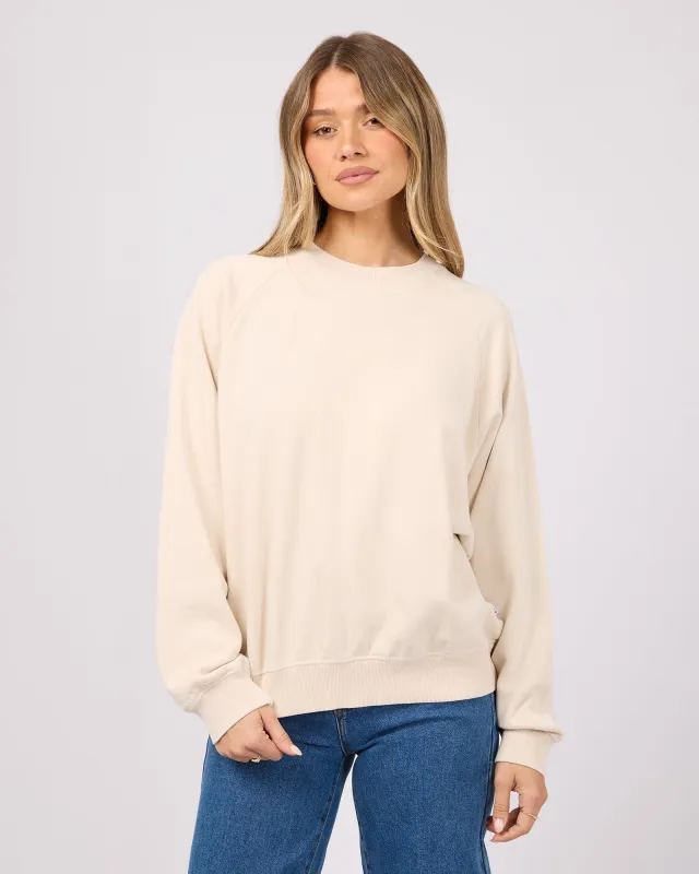 Flynn Washed Box Raglan Crew Vanilla made by All About Eve