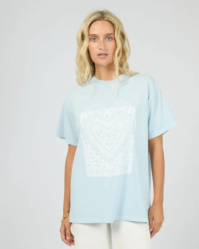 Heart Locket Relaxed Tee Ocean Blue made by All About Eve