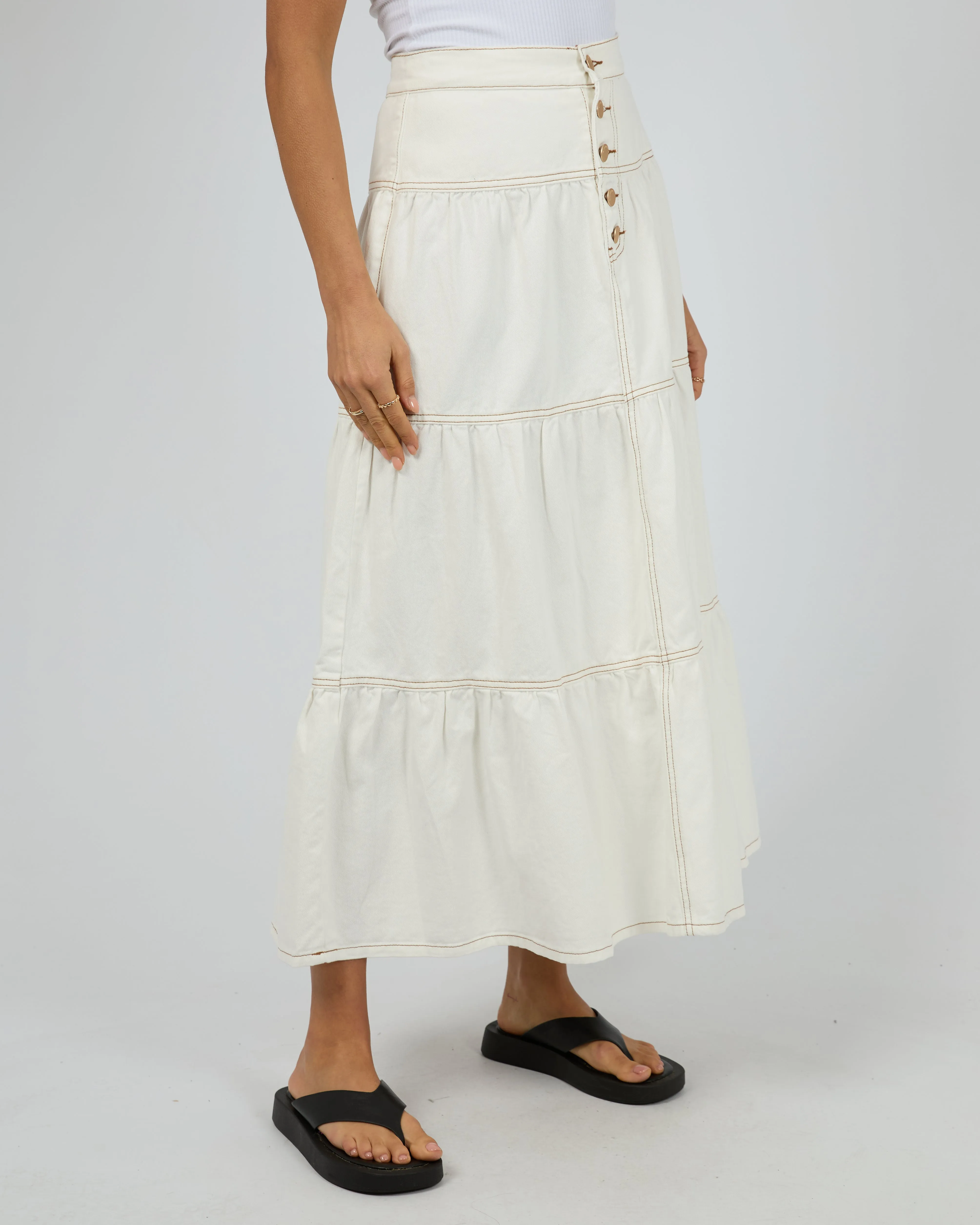 Coco Denim Maxi Skirt Vintage White sold by All About Eve product image thumbnail 5